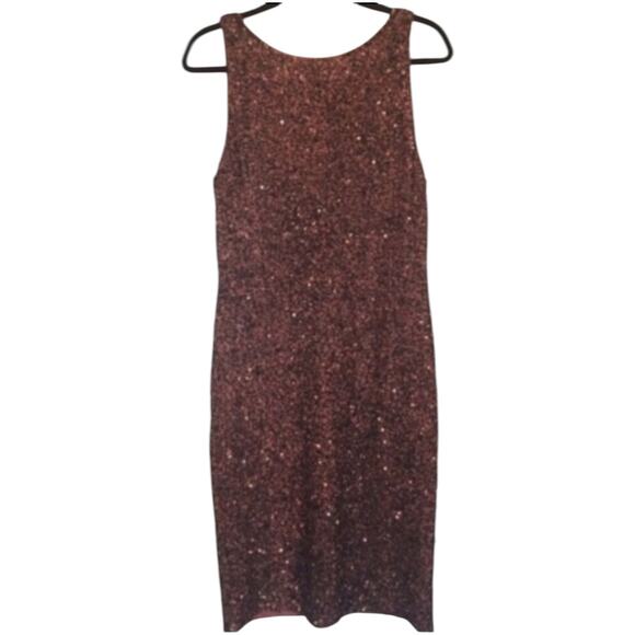 nwt Alice + Olivia Kimber Sequin Dress Rose Gold Stretch Bodycon size 10 - Picture 5 of 8